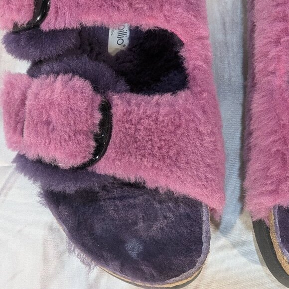Papillio Purple Pink Faux Shearling Arizona Platform Sandals - Size 40 - Picture 6 of 8